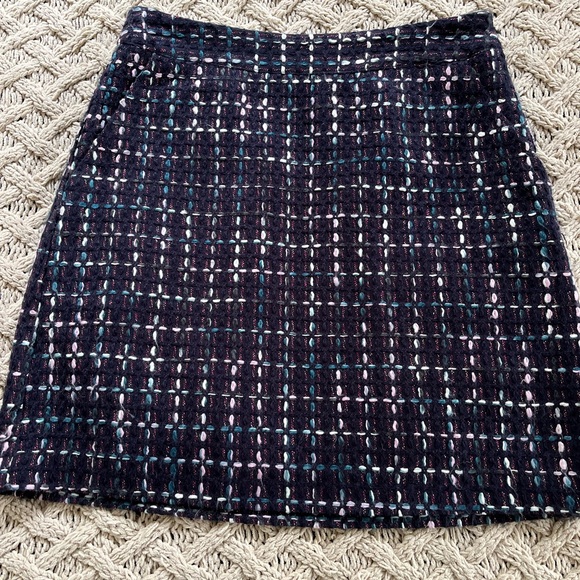 LOFT Petite Tweed Mini Skirt Multicolor Navy Pockets Lined 489329 Size 0 Petite - Picture 5 of 13